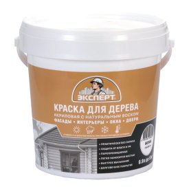 Краска акриловая фасадная ЭКСПЕРТ для дерева база А 0,9л белая, арт.39420