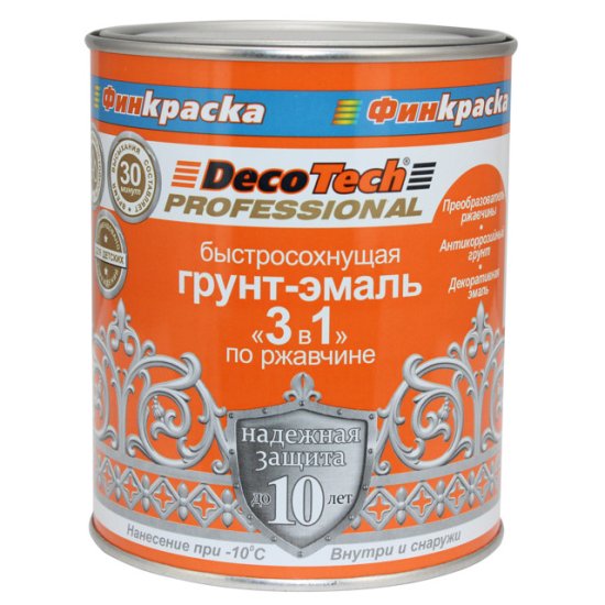 Грунт-эмаль 3в1 DecoTech графит RAL7024 0,9кг, арт.1101220