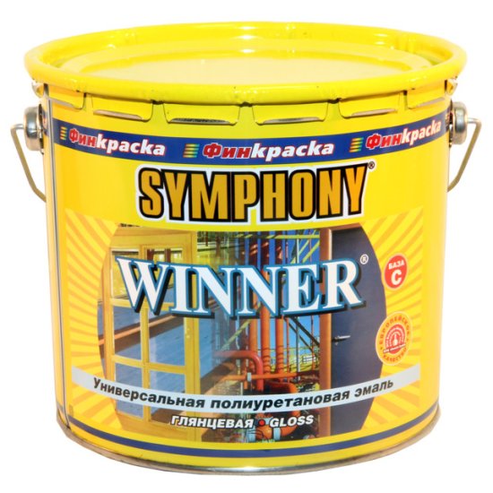 Эмаль полиуретановая SYMPHONY Winner универсальная база С глянцевая 2,7л бесцветная, арт.10073