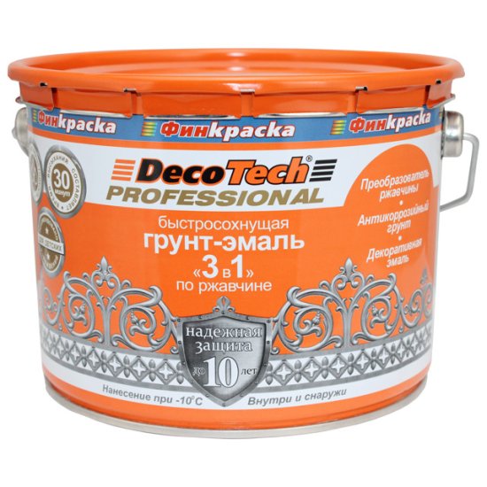 Грунт-эмаль 3в1 DecoTech белая 1,8кг, арт.15851