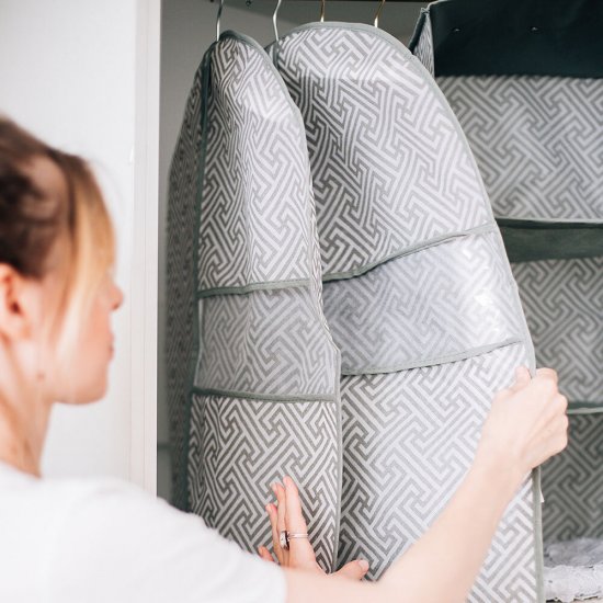 Чехол для одежды Орнамент 1300х600 мм серый