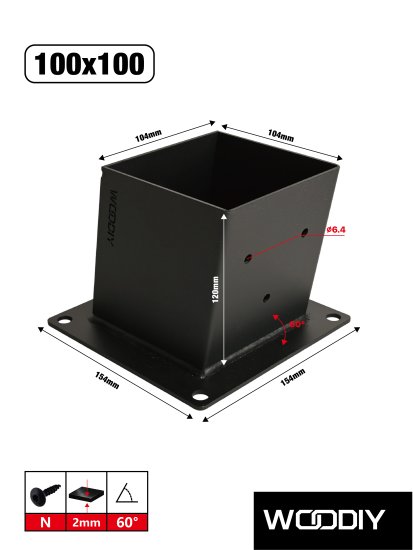 Угол наклонный 100x100 мм цвет черный