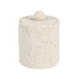 Контейнер для ватных палочек Fora Travertine настольный с крышкой полирезин бежевый (FOR-TVN050)
