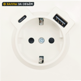 Розетка USB встраиваемая Lezard Zima с заземлением цвет слоновая кость