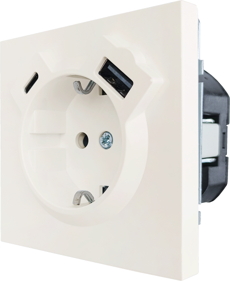 Розетка USB встраиваемая Lezard Zima с заземлением цвет слоновая кость
