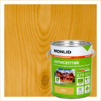 Защитно-декоративный антисептик лессирующий MONLID полуматовый сосна 2.7 л
