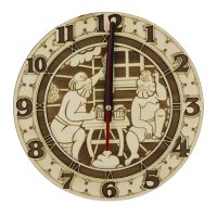Часы резные Pattern 25см береза