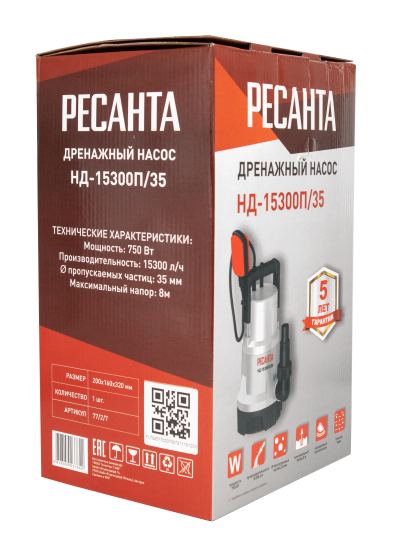 Дренажный насос Ресанта НД-15300П/35ЛМ без измельчителя