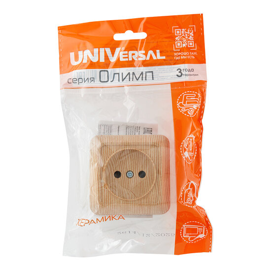 Розетка UNIVersal Олимп накладная сосна без заземления (5560896)