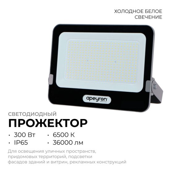 Прожектор светодиодный Apeyron Стандарт 6500 300 Вт IP65 серый