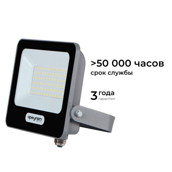Прожектор светодиодный Apeyron Стандарт 6500 50 Вт IP65 серый