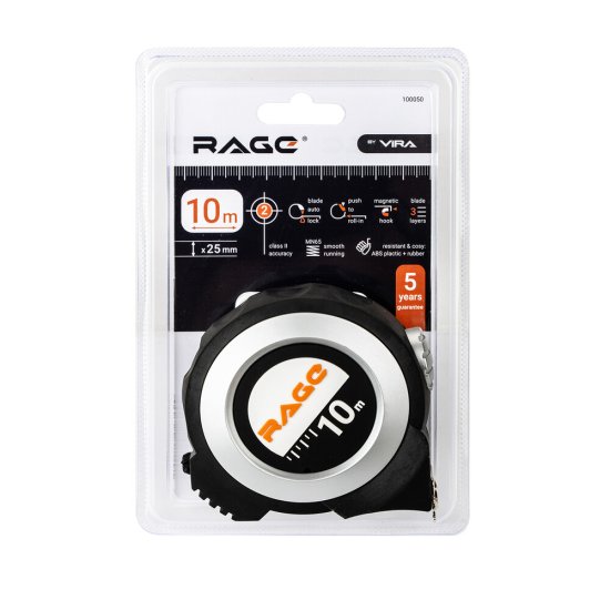 Рулетка Rage by Vira с автостопом магнитная 10 м x 25 мм