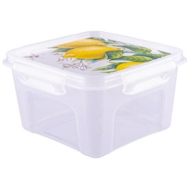 Контейнер для продуктов ПОЛИМЕРБЫТ Fresh 0,9л 12,5х12,5х10см 4 замка квадратный пластик