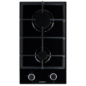 Поверхность газовая KRAFT KF-HV3151B 2 конфорки закаленное стекло/чугун серный