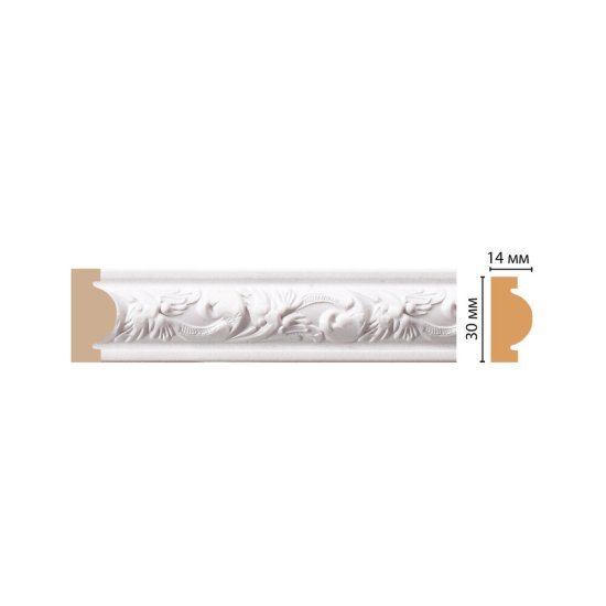 Молдинг из экополимера ударопрочный 30х14х2400 мм Decomaster Decor 157-115 белый