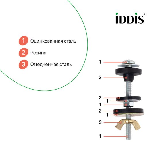 Крепление бачка к унитазу M6х75 мм оцинкованная сталь Iddis