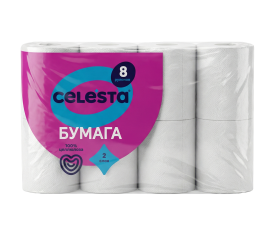 Туалетная бумага Celesta 2-х слойная 8 рулонов