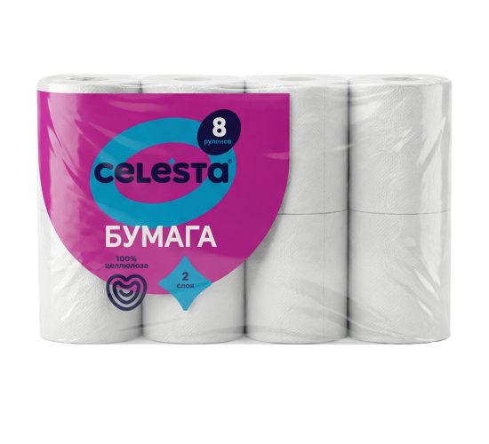 Туалетная бумага Celesta 2-х слойная 8 рулонов