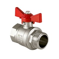 Кран шаровой латунный Valfex Standart N/P59 1 ВР (г) х 1 НР (ш) бабочка прямой (VF.218.NB1.100.N/P59.Bir)