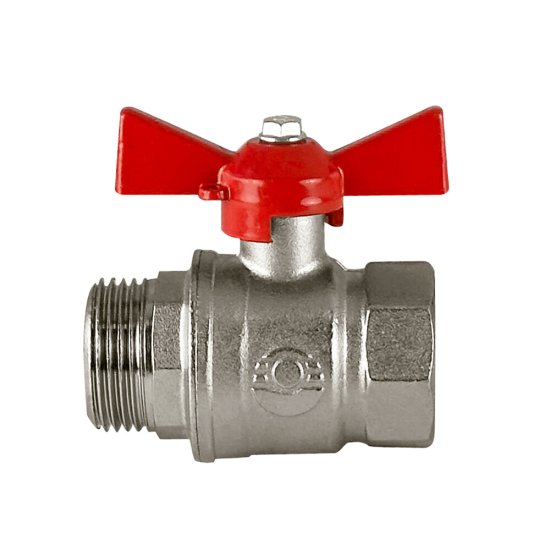 Кран шаровой латунный Valfex Standart N/P59 1 ВР (г) х 1 НР (ш) бабочка прямой (VF.218.NB1.100.N/P59.Bir)