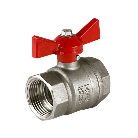 Кран шаровой латунный Valfex Standart N/P59 1 ВР (г) х 1 ВР (г) бабочка прямой (VF.217.NB1.100.N/P59.Bir)