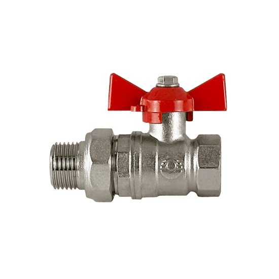 Кран шаровой латунный Valfex Standart N/P59 1/2 ВР (г) х 1/2 НР (ш) бабочка с американкой прямой (VF.227.NB1.012.N/P59.Bir)