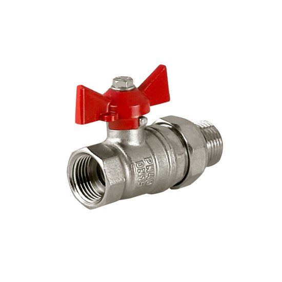 Кран шаровой латунный Valfex Standart N/P59 1/2 ВР (г) х 1/2 НР (ш) бабочка с американкой прямой (VF.227.NB1.012.N/P59.Bir)