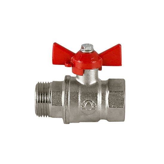 Кран шаровой латунный Valfex Standart N/P59 3/4 ВР (г) х 3/4 НР (ш) бабочка прямой (VF.218.NB1.034.N/P59.Bir)