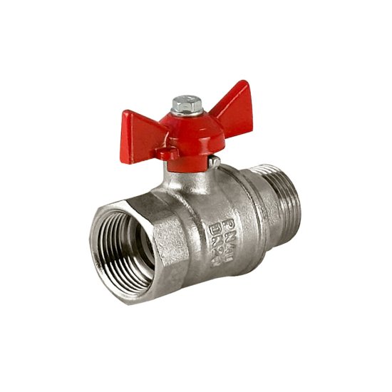 Кран шаровой латунный Valfex Standart N/P59 3/4 ВР (г) х 3/4 НР (ш) бабочка прямой (VF.218.NB1.034.N/P59.Bir)