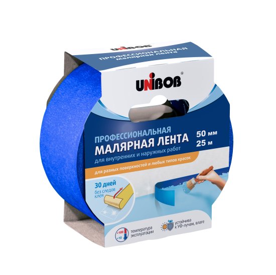 Малярная лента Unibob для всех поверхностей 50 мм x 25 м
