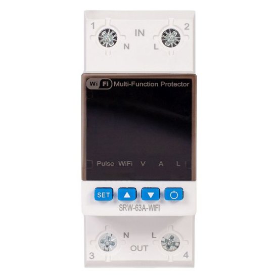 Реле напряжения RUCELF SRW-63A-WIFI с Wi-Fi 63А на DIN-рейку однофазный