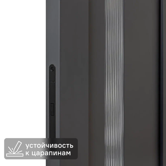 Дверь межкомнатная остекленная KREAFORTA Калга 80x200x4 см ПВХ цвет графит с замком и петлями