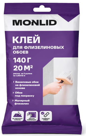 Клей для флизелиновых и виниловых обоев MONLID 20 м²