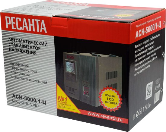 Стабилизатор напряжения Ресанта АСН- 5 000/1-Ц 5 кВт