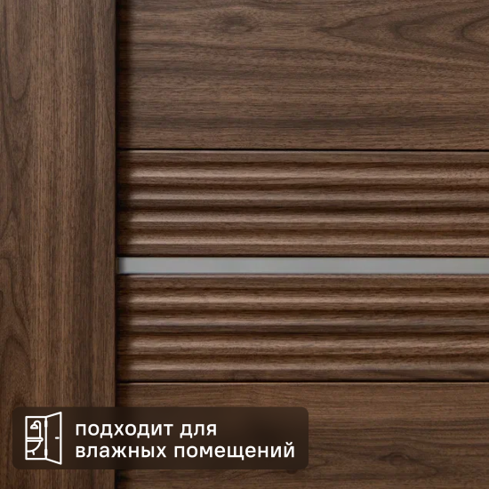 Дверь межкомнатная остекленная горизонтальная KREAFORTA Дуб Шуя 90x200x4 см ПВХ цвет коричневый с замком и петлями