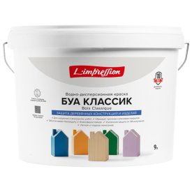 Краска в/д LIMPRESSION Bois Classique база А кроющая для защиты древесины белая 9л,  арт. 150-355