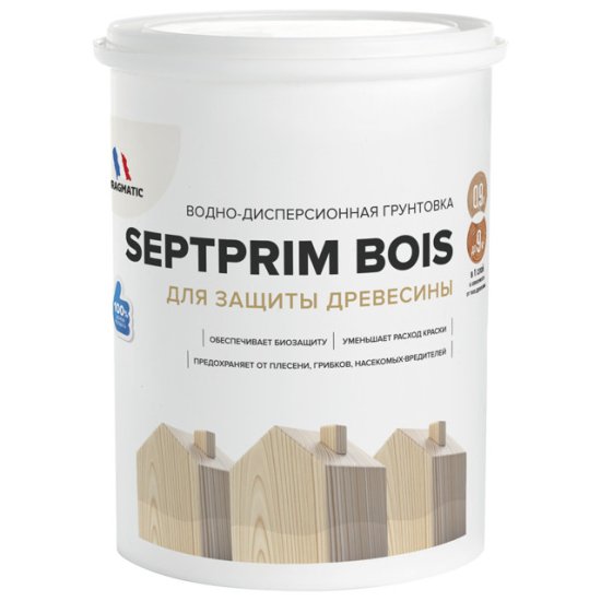 Грунтовка в/д PRAGMATIC Septprim Bois для защиты древесины 0,9л, арт. 150-619
