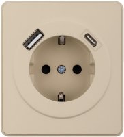 Розетка USB встраиваемая Kranz Round с заземлением цвет шелк