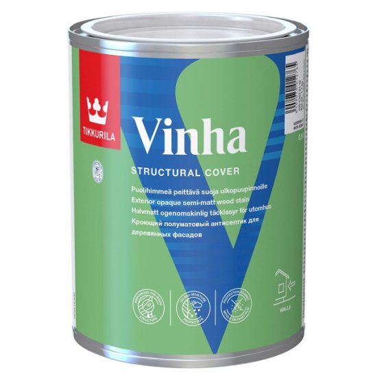 Антисептик кроющий TIKKIVALA Vinha classic полуматовый бесцветный 0,9л, арт. 700014056