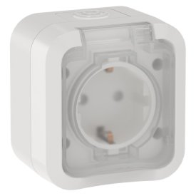 Розетка Tors TS320 накладная белая с заземлением с крышкой (TS-R16-16-55-K01)