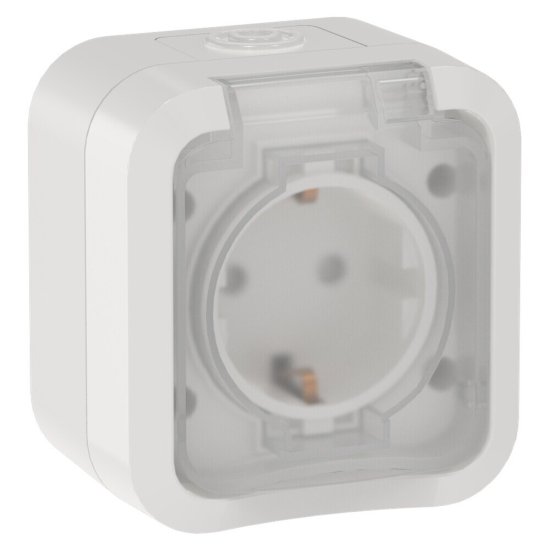 Розетка Tors TS320 накладная белая с заземлением с крышкой (TS-R16-16-55-K01)