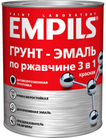 Грунт-эмаль 3 в 1 Empils Paint Lab гладкая цвет красный 0.9 кг