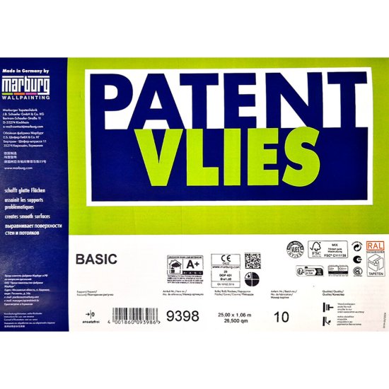 Малярный флизелин Marburg Patent Vlies 9398 (1,06х25 м) плотность 150 г/кв.м