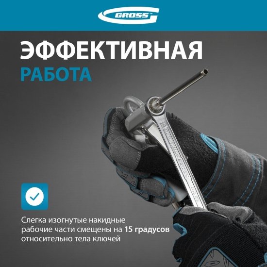 Набор комбинированных ключей без трещотки Gross 6-22 мм (15149) (12 шт.)