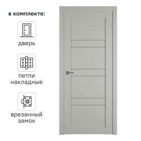 Дверь межкомнатная остекленная KREAFORTA Вихра 80x200x4 см ПВХ цвет песочный с замком и петлями