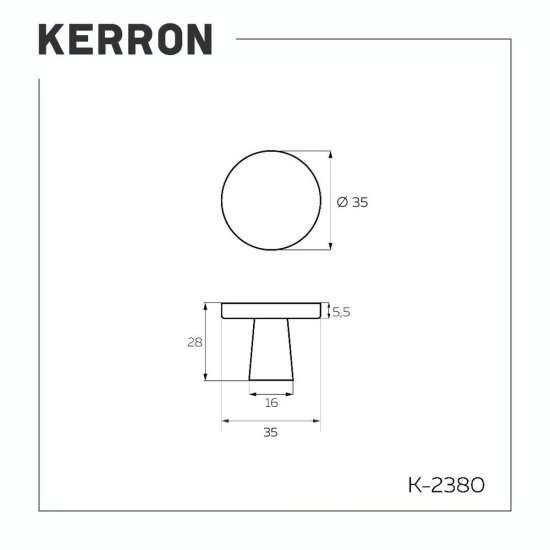 Ручка-кнопка мебельная Kerron Metallic d35 мм металлическая хром (K-2380)
