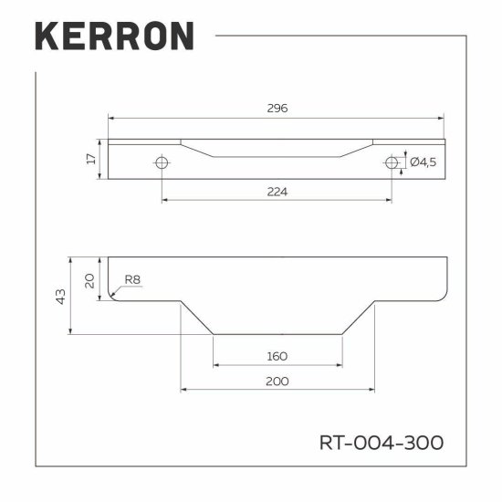 Мебельная ручка-профиль Kerron RT-004-300 224 мм хром