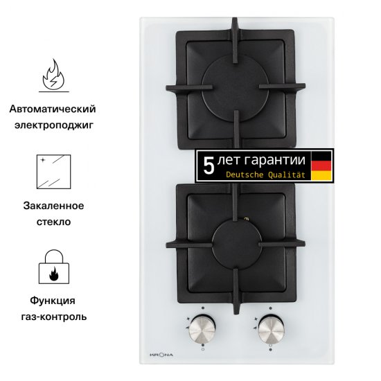 Варочная панель газовая Krona Calore 30 2 конфорки белая