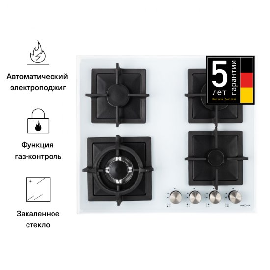 Варочная панель газовая Krona Calore 60 4 конфорки белая