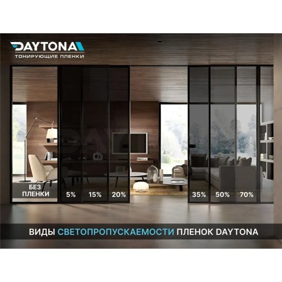 Пленка самоклеящаяся декоративная для окон черная 0,75х3 м 35% min Daytona